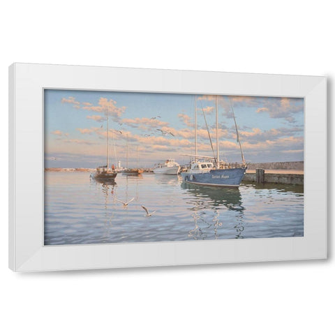 Port of Yalta White Modern Wood Framed Art Print by Adamov, Alexey