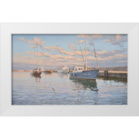Port of Yalta White Modern Wood Framed Art Print by Adamov, Alexey