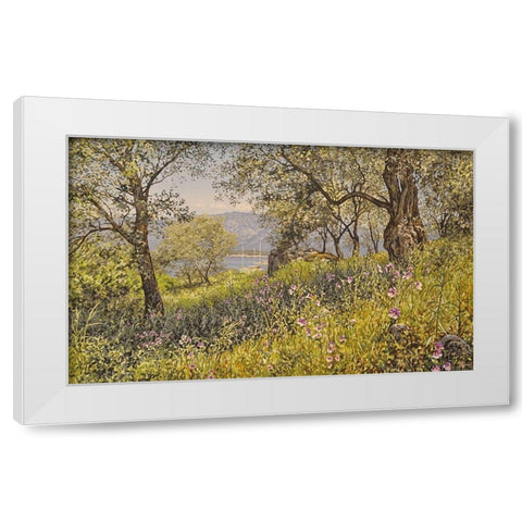 Sunshine Island White Modern Wood Framed Art Print by Adamov, Alexey