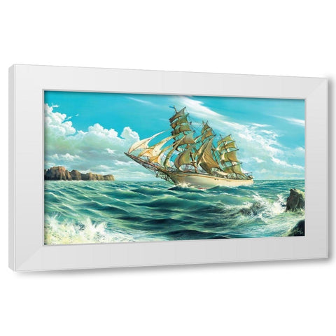 Ten Navy Miles White Modern Wood Framed Art Print by Krol, Wieslaw