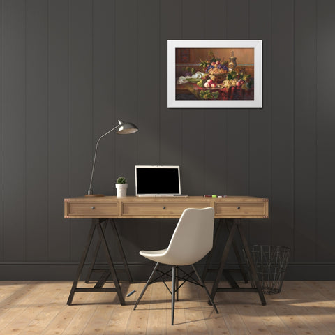 Still Life with Fruits I White Modern Wood Framed Art Print by Viktoria