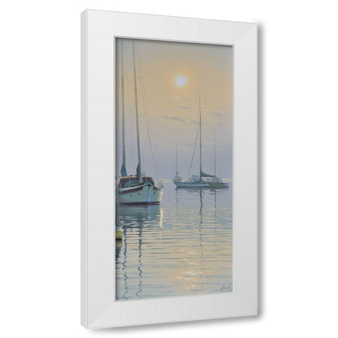 Sleeping Yachts White Modern Wood Framed Art Print by Adamov, Alexey