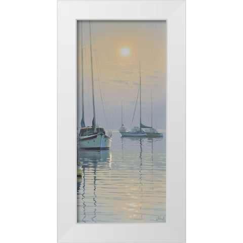 Sleeping Yachts White Modern Wood Framed Art Print by Adamov, Alexey