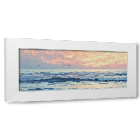 Surf by Sunset White Modern Wood Framed Art Print by Adamov, Alexey