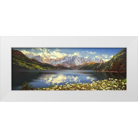 Mountain Landscape White Modern Wood Framed Art Print by Adamov, Alexey