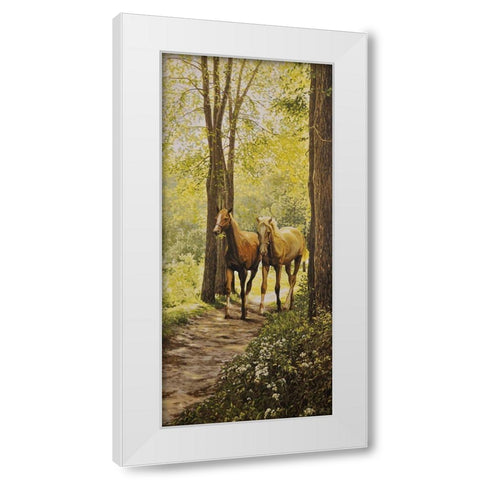 A Walk White Modern Wood Framed Art Print by Adamov, Alexey