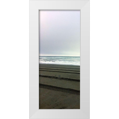 Beach Tracks II White Modern Wood Framed Art Print by Grayscale