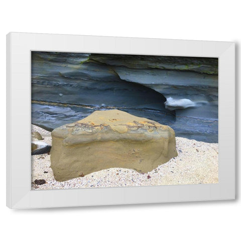 Beach Rocks I White Modern Wood Framed Art Print by Grayscale