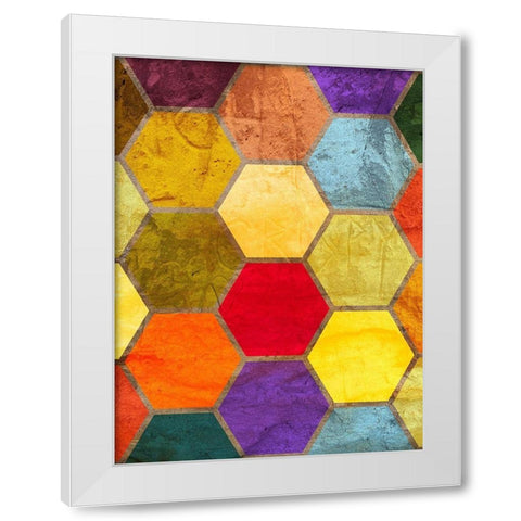 Hexagon Textures II White Modern Wood Framed Art Print by Grayscale