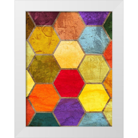 Hexagon Textures II White Modern Wood Framed Art Print by Grayscale