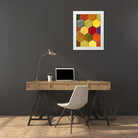 Hexagon Textures III White Modern Wood Framed Art Print by Grayscale