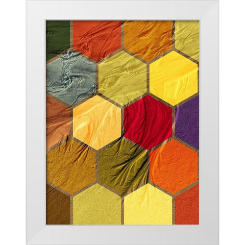 Hexagon Textures III White Modern Wood Framed Art Print by Grayscale