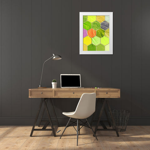 Hexagon Textures V White Modern Wood Framed Art Print by Grayscale