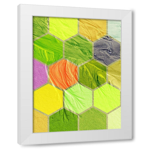 Hexagon Textures V White Modern Wood Framed Art Print by Grayscale