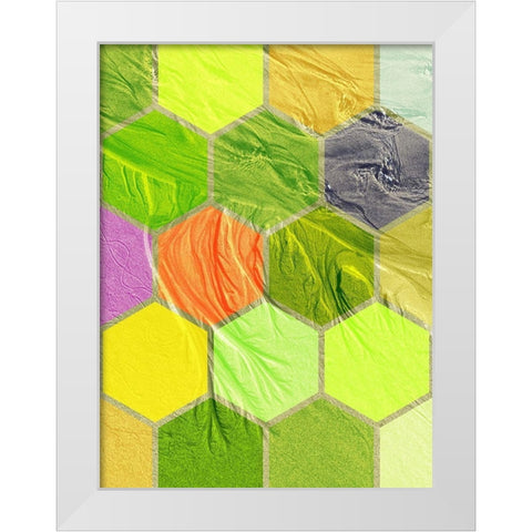Hexagon Textures V White Modern Wood Framed Art Print by Grayscale