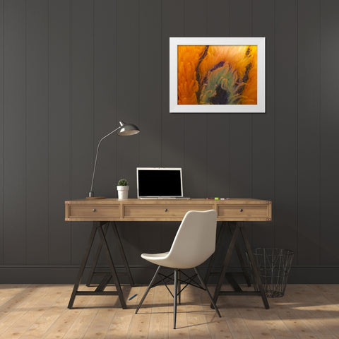 Orange Furry II White Modern Wood Framed Art Print by Grayscale