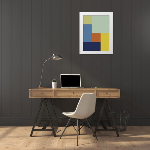Bright Blocks I White Modern Wood Framed Art Print by Grayscale
