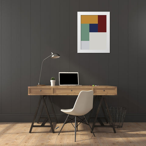 Bright Blocks X White Modern Wood Framed Art Print by Grayscale