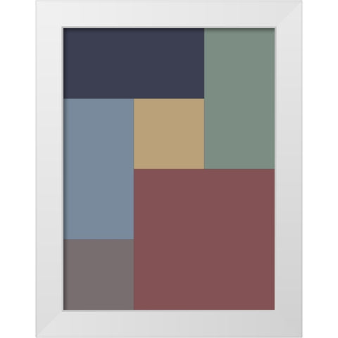 Soft Blocks V White Modern Wood Framed Art Print by Grayscale