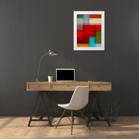 Pixel Blocks I White Modern Wood Framed Art Print by Grayscale