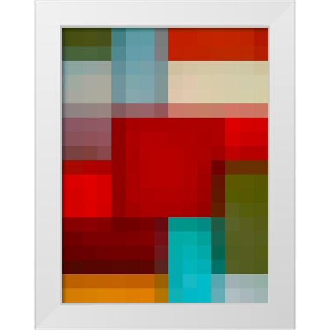 Pixel Blocks I White Modern Wood Framed Art Print by Grayscale