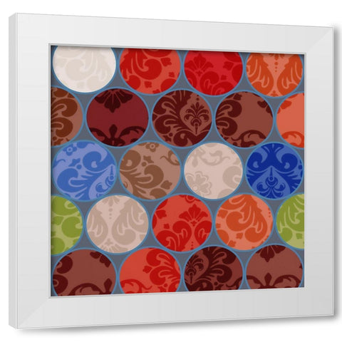 Bright Circles Stencil I White Modern Wood Framed Art Print by Grayscale