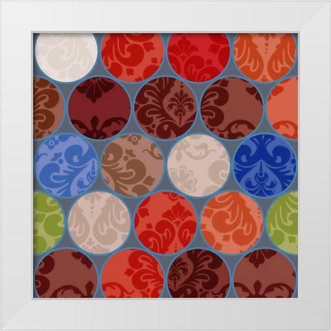 Bright Circles Stencil I White Modern Wood Framed Art Print by Grayscale