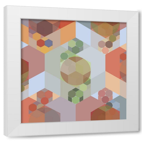 Nested Hexagons I White Modern Wood Framed Art Print by Grayscale