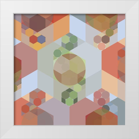 Nested Hexagons I White Modern Wood Framed Art Print by Grayscale