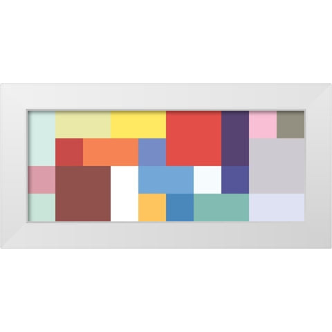 Bright Blocks Wide V White Modern Wood Framed Art Print by Grayscale