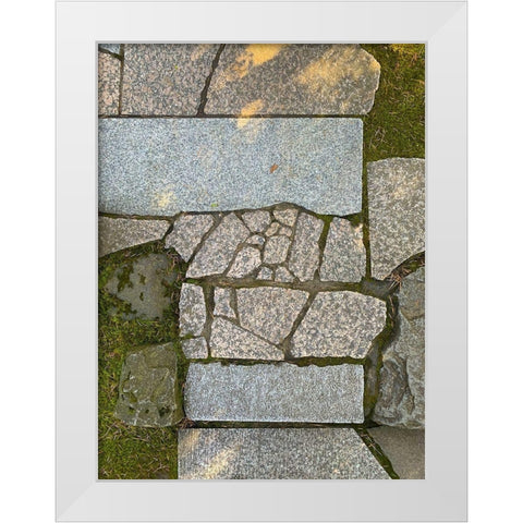 Stone Stripe V White Modern Wood Framed Art Print by Grayscale