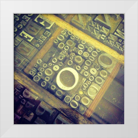 Letterset I White Modern Wood Framed Art Print by Grayscale