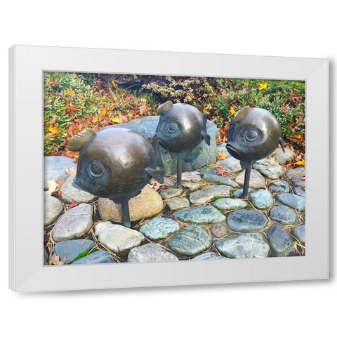 Bubble Fish White Modern Wood Framed Art Print by Grayscale