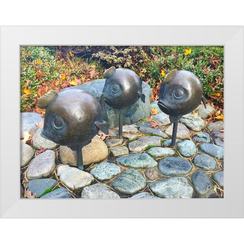 Bubble Fish White Modern Wood Framed Art Print by Grayscale