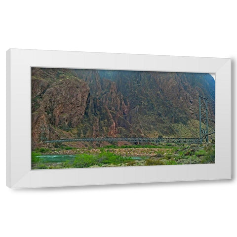 Grand Canyon 5: Silver Bridge White Modern Wood Framed Art Print by Popcorn