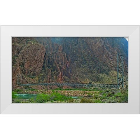 Grand Canyon 5: Silver Bridge White Modern Wood Framed Art Print by Popcorn