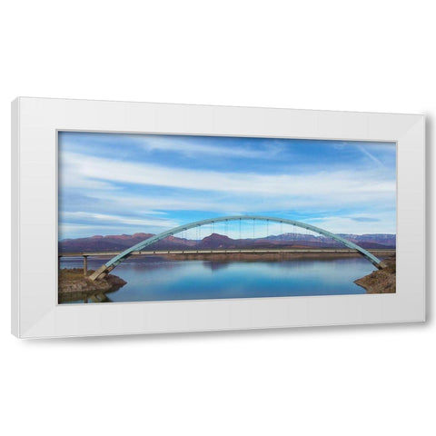 Roosevelt Lake Bridge White Modern Wood Framed Art Print by Popcorn