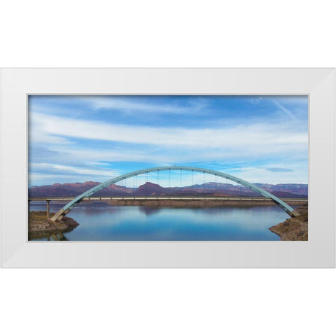 Roosevelt Lake Bridge White Modern Wood Framed Art Print by Popcorn