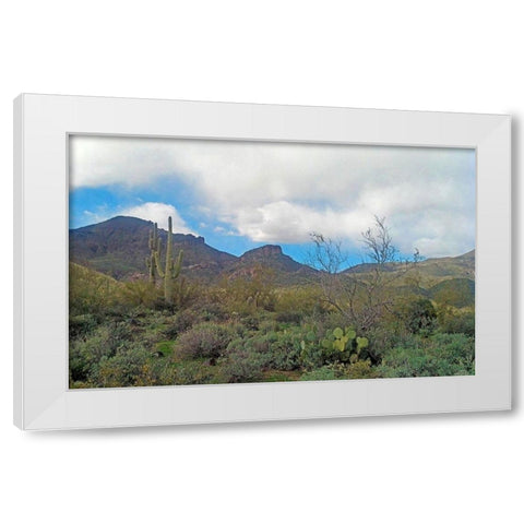 Elephant Mountain White Modern Wood Framed Art Print by Popcorn