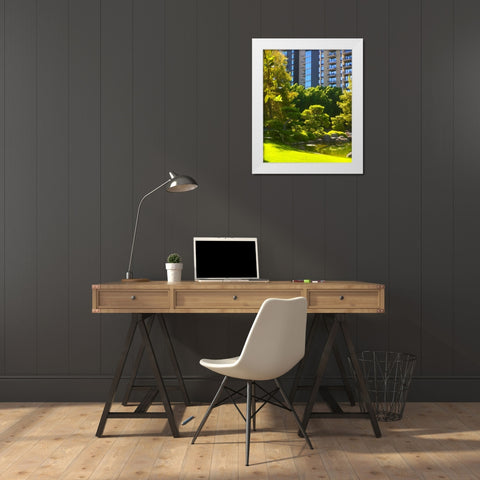 Japanese Friendship Garden II White Modern Wood Framed Art Print by Tenoever, William