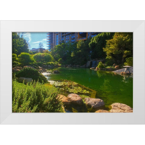 Japanese Friendship Garden IV White Modern Wood Framed Art Print by Tenoever, William