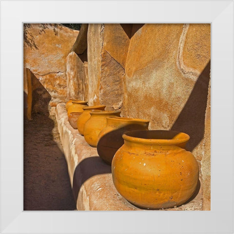 Mission Tumacacori: Pots White Modern Wood Framed Art Print by Popcorn