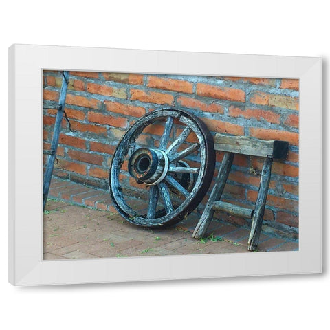 Wagon Wheel White Modern Wood Framed Art Print by Popcorn