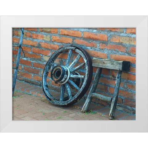 Wagon Wheel White Modern Wood Framed Art Print by Popcorn