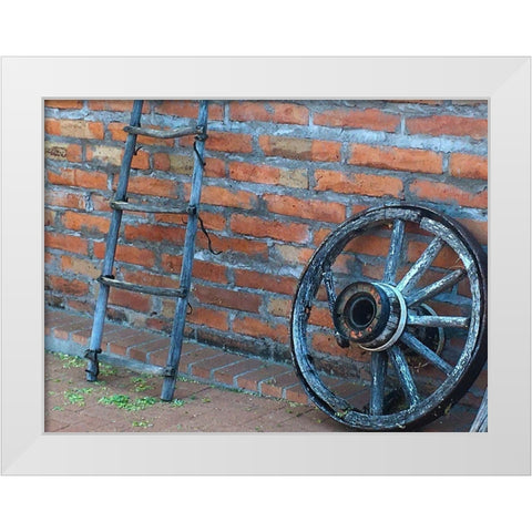 Wagon Wheel White Modern Wood Framed Art Print by Popcorn
