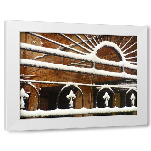 Bartlett Hotel: Iron work White Modern Wood Framed Art Print by Popcorn