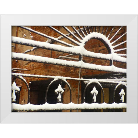 Bartlett Hotel: Iron work White Modern Wood Framed Art Print by Popcorn