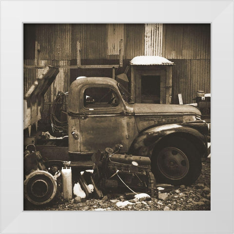 Junkyard D: Sepia White Modern Wood Framed Art Print by Popcorn