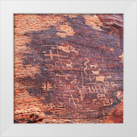 ValleyOfFire:Petroglyphs1 White Modern Wood Framed Art Print by Tenoever, William