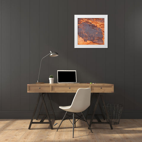 ValleyOfFire:Petroglyphs2 White Modern Wood Framed Art Print by Tenoever, William